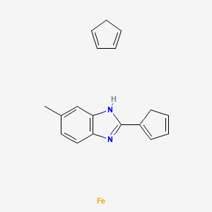 molecular formula C18H18FeN2 B8045845 cyclopenta-1,3-diene;2-cyclopenta-1,3-dien-1-yl-6-methyl-1H-benzimidazole;iron 