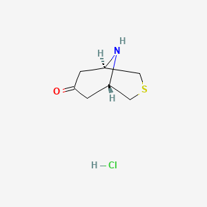 molecular formula C7H12ClNOS B8045964 (1S,5R)-3-thia-9-azabicyclo[3.3.1]nonan-7-one;hydrochloride 