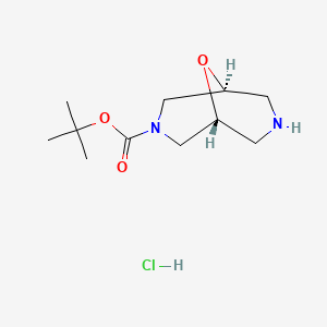 molecular formula C11H21ClN2O3 B8045972 tert-butyl (1R,5S)-9-oxa-3,7-diazabicyclo[3.3.1]nonane-3-carboxylate;hydrochloride 