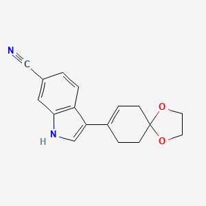 molecular formula C17H16N2O2 B8046022 3-(1,4-Dioxaspiro[4.5]dec-7-en-8-yl)-1H-indole-6-carbonitrile 