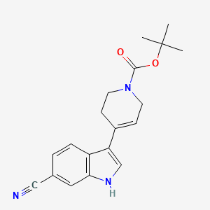 molecular formula C19H21N3O2 B8046030 4-(6-Cyano-1H-indol-3-yl)-3,6-dihydro-2H-pyridine-1-carboxylic acid tert-butyl ester 