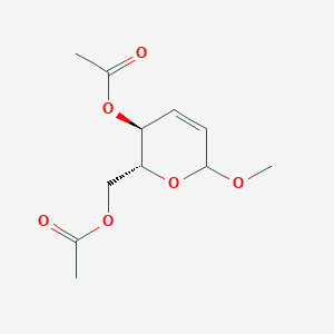 molecular formula C11H16O6 B8046036 ((2R,3S)-3-Acetoxy-6-methoxy-3,6-dihydro-2H-pyran-2-yl)methyl acetate 