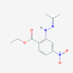 molecular formula C12H15N3O4 B8046085 Ethyl 4-nitro-2-(2-propan-2-ylidenehydrazinyl)benzoate 