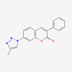 molecular formula C18H13N3O2 B8046086 7-(4-Methyltriazol-1-yl)-3-phenylchromen-2-one 