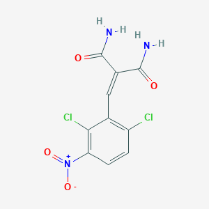 molecular formula C10H7Cl2N3O4 B8046105 2-[(2,6-Dichloro-3-nitrophenyl)methylidene]propanediamide 