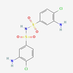 molecular formula C12H11Cl2N3O4S2 B8046129 3-amino-N-(3-amino-4-chlorophenyl)sulfonyl-4-chlorobenzenesulfonamide 