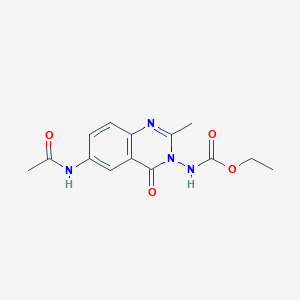molecular formula C14H16N4O4 B8046198 ethyl N-(6-acetamido-2-methyl-4-oxoquinazolin-3-yl)carbamate 