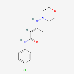 molecular formula C14H18ClN3O2 B8046207 (E)-N-(4-chlorophenyl)-3-(morpholin-4-ylamino)but-2-enamide 