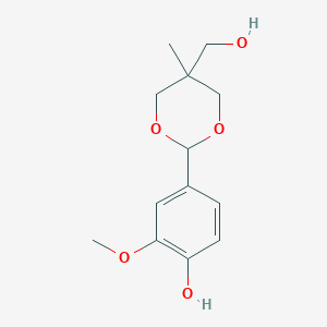 molecular formula C13H18O5 B8046251 4-[5-(Hydroxymethyl)-5-methyl-1,3-dioxan-2-yl]-2-methoxyphenol 