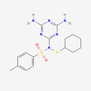 molecular formula C16H22N6O2S2 B8046305 N-cyclohexylsulfanyl-N-(4,6-diamino-1,3,5-triazin-2-yl)-4-methylbenzenesulfonamide 