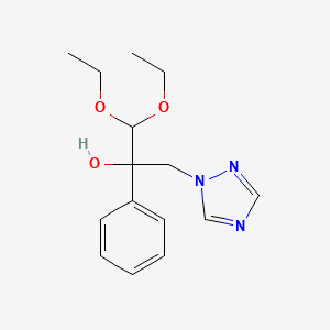 molecular formula C15H21N3O3 B8046372 1,1-Diethoxy-2-phenyl-3-(1,2,4-triazol-1-yl)propan-2-ol 