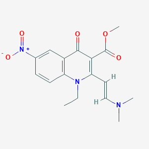 molecular formula C17H19N3O5 B8046406 methyl 2-[(E)-2-(dimethylamino)ethenyl]-1-ethyl-6-nitro-4-oxoquinoline-3-carboxylate 