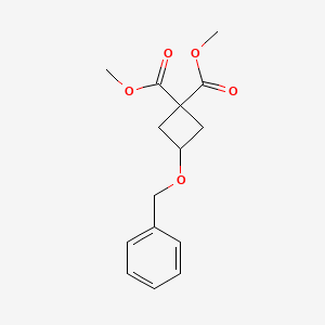 molecular formula C15H18O5 B8046537 1,1-Dimethyl 3-(phenylmethoxy)-1,1-cyclobutanedicarboxylate CAS No. 1197238-00-8
