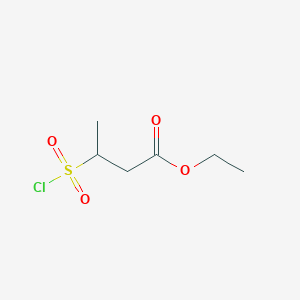 molecular formula C6H11ClO4S B8046547 Ethyl 3-chlorosulfonylbutanoate 
