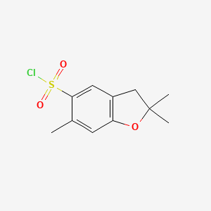 molecular formula C11H13ClO3S B8046554 2,2,6-trimethyl-3H-1-benzofuran-5-sulfonyl chloride 