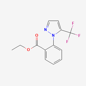 molecular formula C13H11F3N2O2 B8046559 Ethyl 2-[5-(trifluoromethyl)pyrazol-1-yl]benzoate 