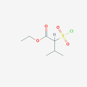 molecular formula C7H13ClO4S B8046587 Ethyl 2-chlorosulfonyl-3-methylbutanoate 