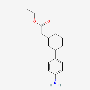 molecular formula C16H23NO2 B8046976 Ethyl 2-(3-(4-aminophenyl)cyclohexyl)acetate 