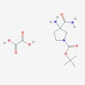 molecular formula C12H21N3O7 B8047025 tert-Butyl 3-amino-3-carbamoylpyrrolidine-1-carboxylate oxalate 
