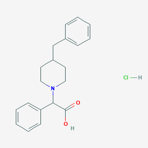 molecular formula C20H24ClNO2 B8047115 2-(4-Benzylpiperidin-1-yl)-2-phenylacetic acid hydrochloride 