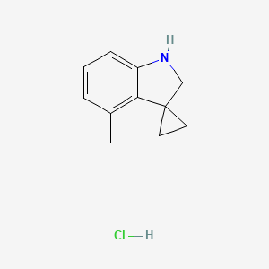 molecular formula C11H14ClN B8047266 4'-Methyl-1',2'-dihydrospiro[cyclopropane-1,3'-indole] hydrochloride 