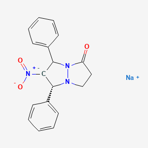 sodium;(7R)-6-nitro-5,7-diphenyl-1,2,5,7-tetrahydropyrazolo[1,2-a]pyrazol-6-id-3-one