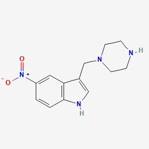 molecular formula C13H16N4O2 B8047774 5-Nitro-3-(piperazin-1-ylmethyl)-1H-indole 