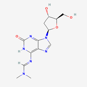 molecular formula C13H18N6O4 B8047860 N'-(9-((2R,4S,5R)-4-Hydroxy-5-(hydroxymethyl)tetrahydrofuran-2-yl)-2-oxo-2,9-dihydro-1H-purin-6-yl)-N,N-dimethylformimidamide 