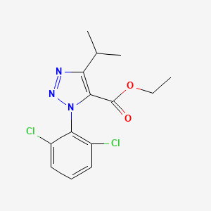 molecular formula C14H15Cl2N3O2 B8048164 1H-1,2,3-Triazole-5-carboxylic acid, 1-(2,6-dichlorophenyl)-4-(1-methylethyl)-, ethyl ester 