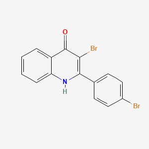 molecular formula C15H9Br2NO B8048199 3-BROMO-2-(4-BROMOPHENYL)QUINOLIN-4-OL 