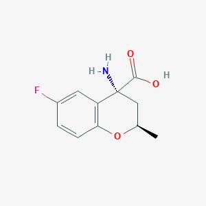 molecular formula C11H12FNO3 B8048304 (2R,4R)-4-Amino-6-fluoro-2-methylchroman-4-carboxylic acid 