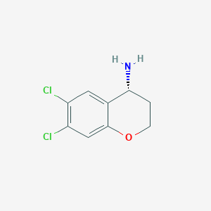 molecular formula C9H9Cl2NO B8048357 (R)-6,7-Dichloro-chroman-4-ylamine 