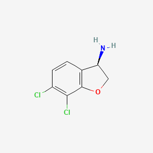 molecular formula C8H7Cl2NO B8048387 (3R)-6,7-Dichloro-2,3-dihydrobenzo[b]furan-3-ylamine 