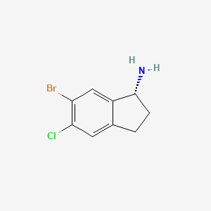 molecular formula C9H9BrClN B8048416 (R)-6-Bromo-5-chloro-2,3-dihydro-1H-inden-1-amine 