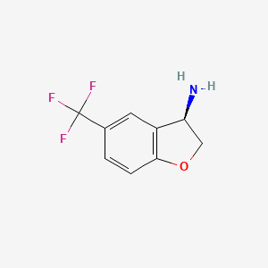 molecular formula C9H8F3NO B8048435 (3R)-5-(Trifluoromethyl)-2,3-dihydrobenzo[b]furan-3-ylamine 