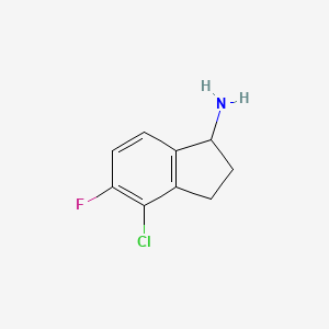 molecular formula C9H9ClFN B8048448 4-chloro-5-fluoro-2,3-dihydro-1H-inden-1-amine 