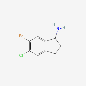 molecular formula C9H9BrClN B8048461 6-Bromo-5-chloro-2,3-dihydro-1H-inden-1-amine 