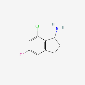 molecular formula C9H9ClFN B8048463 7-Chloro-5-fluoro-2,3-dihydro-1H-inden-1-amine 