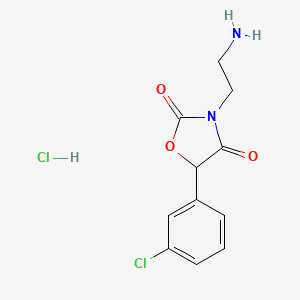 molecular formula C11H12Cl2N2O3 B8048517 3-(2-Aminoethyl)-5-(3-chlorophenyl)-1,3-oxazolidine-2,4-dione;hydrochloride 