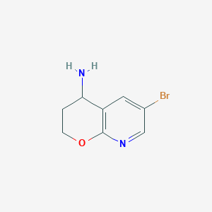 molecular formula C8H9BrN2O B8048645 6-Bromo-2H,3H,4H-pyrano[2,3-B]pyridin-4-amine 