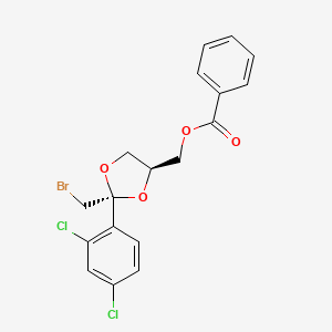 molecular formula C18H15BrCl2O4 B8048653 (cis-2-(Bromomethyl)-2-(2,4-dichlorophenyl)-1,3-dioxolan-4-yl)methyl benzoate 