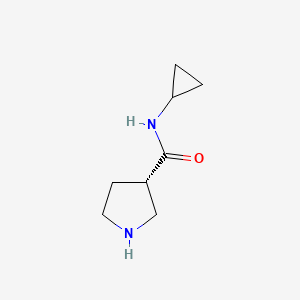 molecular formula C8H14N2O B8048716 3-Pyrrolidinecarboxamide, N-cyclopropyl-, (3S)- CAS No. 952675-31-9