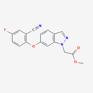 molecular formula C17H12FN3O3 B8048795 Methyl 2-(6-(2-cyano-4-fluorophenoxy)-1h-indazol-1-yl)acetate 