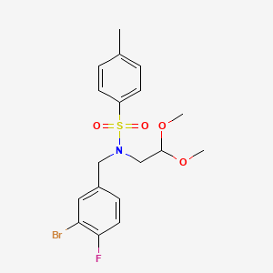 molecular formula C18H21BrFNO4S B8048798 Benzenesulfonamide, N-[(3-bromo-4-fluorophenyl)methyl]-N-(2,2-dimethoxyethyl)-4-methyl- 