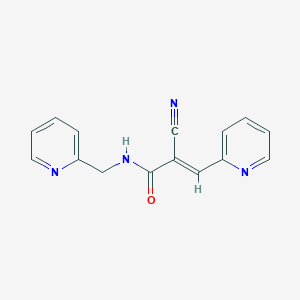 molecular formula C15H12N4O B8048910 (E)-2-cyano-3-pyridin-2-yl-N-(pyridin-2-ylmethyl)prop-2-enamide 