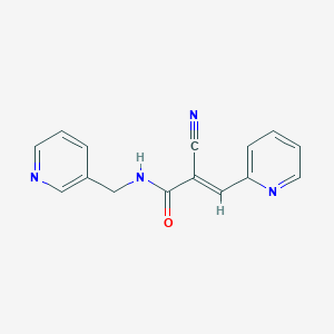 molecular formula C15H12N4O B8048916 (E)-2-cyano-3-pyridin-2-yl-N-(pyridin-3-ylmethyl)prop-2-enamide 