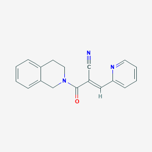 molecular formula C18H15N3O B8048931 (E)-2-(3,4-dihydro-1H-isoquinoline-2-carbonyl)-3-pyridin-2-ylprop-2-enenitrile 