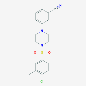 molecular formula C18H18ClN3O2S B8048944 3-[4-(4-Chloro-3-methylphenyl)sulfonylpiperazin-1-yl]benzonitrile 