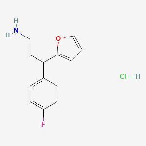 molecular formula C13H15ClFNO B8048962 3-(4-Fluorophenyl)-3-(furan-2-yl)propan-1-amine;hydrochloride 