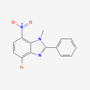 molecular formula C14H10BrN3O2 B8049095 4-Bromo-1-methyl-7-nitro-2-phenylbenzimidazole 